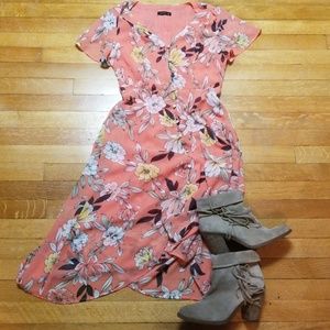 Coral Floral Cotton On Dress NWOT